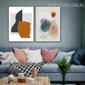 Square Dots Oval Colourful Abstract Geometrical 2 Panel Watercolor Wall Art Photo Canvas Print for Room Outfit