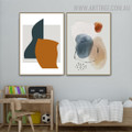 Square Dots Spot Abstract 2 Piece Watercolor Painting Photo Geometrical Canvas Print for Room Wall Ornamentation
