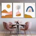 Leafage Pot Rainbow Abstract Painting Pic 3 Piece Scandinavian Naturescape Canvas Print for Room Wall Assortment