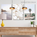 Seashells Trees Landscape Artwork Picture Contemporary 3 Piece Framed Canvas Wall Art Print Set Australia For Home Decor Online


