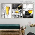 Wine Magnum Glasses Abstract 2 Piece Beverage Modern Painting Pic Canvas Print for Room Wall Embellishment