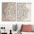 Floral Mandala Spots Vintage Painting Photograph Framed Stretched 2 Piece Abstract Wall Art Canvas Prints For Wall Outfit