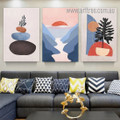 Half Orb Tree Mountains Scandinavian Naturescape Modern Art Stretched Framed Painting Artwork Photo 3 Piece Canvas Wall Art Prints For Room Molding