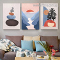 Half Orb Tree Mountains Scandinavian Naturescape Modern Art Stretched Framed Artwork Photo 3 Panel Canvas Prints For Room Garnish