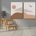 Mount Bird Abstract 2 Piece Wall Art Photo Scandinavian Naturescape Canvas Print For Room Drape