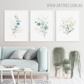 Eucalyptus Foliage Leaves Nordic Floral Modern 3 Piece Wall Art Picture Abstract Canvas Print for Room Molding