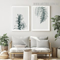 Fern Leaves 2 Piece Floral Abstract Vintage Artwork Picture Canvas Print for Room Wall Arrangement