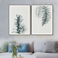 Fern Leaves Floral Vintage Painting Picture 2 Piece Abstract Canvas Print for Room Wall Onlay