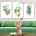 Tropical Palm Foliage Abstract Modern Painting Pic Floral 3 Piece Framed Wall Art Prints Set For Hotel Decoration Design