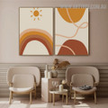 Phoebus Rainbow Spot 2 Piece Abstract Scandinavian Wall Art Retro Image Canvas Print for Room Drape