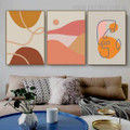 Roundly Daubs Mountains 3 Piece Retro Painting Picture Abstract Scandinavian Canvas Print for Room Wall Drape