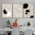 Slant Contour Line Scandinavian Abstract 3 Painting Picture Geometrical Canvas Print for Room Wall Moulding