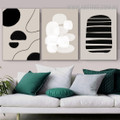 Bold Streak Daubs Lines Abstract Image 3 Panel Scandinavian Geometrical Art Canvas Print for Room Wall Drape