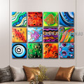 Wavy Lines Abstract Modern Handmade Artist Heavy Texture 12 Piece Split Complementary Paintings Wall Art Set For Room Garnish