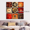 Twisting Mackles Abstract Vintage Handmade Artist Heavy Texture 9 Piece Multi Panel Canvas Oil Painting Wall Art Set For Room Drape