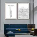 United Of States New York Abstract Typography 2 Piece Map Art Modern Image Canvas Print for Room Wall Disposition