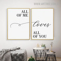 All Of Me Loves Abstract Quotes Painting Pic 2 Piece Modern Canvas Print for Room Wall Flourish