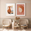 Semi Orb Vase Circle Abstract Geometric 2 Piece Scandinavian Artwork Image Canvas Print for Room Wall Outfit