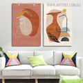 Semi Orb Vase Face 2 Piece Scandinavian Abstract Geometric Painting Image Framed Canvas Prints Online For DIY Room Décor

