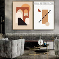 Rectangle Stairs Spots Abstract 2 Panel Geometrical Scandinavian Painting Image Canvas Print for Room Wall Outfit