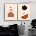 Half Sphere 2 Piece Abstract Geometrical Artwork Picture Scandinavian Canvas Print for Room Wall Getup