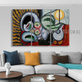 Reclining Nude Abstract Modern Artist Handmade 3 Piece Multi Panel Wall Art Paintings For Room Garniture