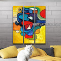 Colorful Stains Abstract Modern Artist Handmade 3 Piece Split Panel Painting Wall Art Set For Room Drape