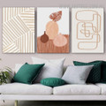 Vases Leaflet Lines Abstract Scandinavian Photo 3 Piece Geometrical Art Canvas Print for Room Wall Adornment