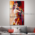Woman With Parrot Bird Figure Reproduction Artist Handmade 3 Piece Multi Panel Wall Art Paintings Set For Room Garniture