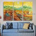 Woodland Landscape Modern Heavy Texture Artist Handmade 3 Piece Multi Panel Wall Art Paintings Set For Room Garniture