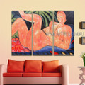 Nude Lady Figure Abstract Modern Framed Handmade Artist 3 Piece Split Oil Painting Wall Art Set For Room Adornment