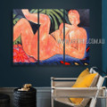 Nude Lady Figure Abstract Modern Framed Handmade Artist 3 Piece Split Oil Painting Wall Art Set For Room Garnish