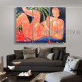 Nude Lady Figure Abstract Modern Framed Handmade Artist 3 Piece Multi Panel Painting Wall Art Set For Room Tracery