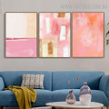 Rectangular Smudge Colourful 3 Piece Abstract Painting Pic Geometric Scandinavian Canvas Print for Room Wall Adornment