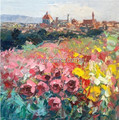 Flower Garden Floral Modern Artist Handmade Palette Knife Art Botanical Stretched Canvas Oil Painting