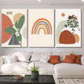 Streaks Triangle Abstract Geometric Scandinavian Painting Image Stretched 3 Piece Canvas Art Prints For Home Décor