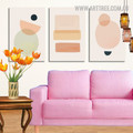 Colorific Verse Circles Abstract 3 Piece Scandinavian Geometric Wall Painting Picture Set Of 3 Piece Framed Wall Art Canvas Prints Interior Design