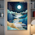 Night Sky Lighting Moon Abstract Naturescape Picture Modern Art Canvas Print For Room Wall Embellishment