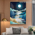 Night Sky Lighting Way Modern Painting Image Abstract Naturescape Canvas Print for Room Wall Decor