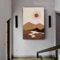 Motley Mount Sun River Abstract Naturescape Scandinavian Art Photo Canvas Print for Room Wall Moulding