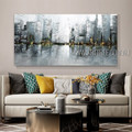 Complex building Cityscape Modern Heavy Texture Artist Handmade Framed Abstract Art Painting For Room Wall Decor