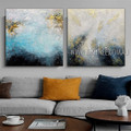 Calico Smudges Abstract Modern Heavy Texture 2 Piece Multi Panel Canvas Oil Painting Wall Art Set For Room Embellishment