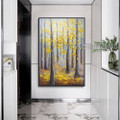 Yellow Leaves Trees Abstract Modern Heavy Texture Artist Handmade Framed Contemporary Art Painting For Room Equipment
