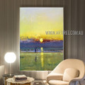 Sunset With Reflection Landscape Abstract Modern Heavy Texture Artist Handmade Scenery Painting For Room Décor