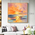 Sea Sunset Landscape Abstract Modern Heavy Texture Artist Handmade Landscape Art Painting For Room Decor