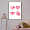 Pink Heart Abstract Minimalist Watercolor Painting Photo Canvas Print for Room Wall Moulding