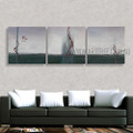 Rambling Streaks Abstract Modern Heavy Texture Artist Handmade 3 Piece Split Canvas Paintings Wall Art Set For Room Getup