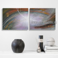 Colorful Curved Strokes Abstract Modern Heavy Texture Artist Handmade 2 Piece Multi Panel Oil Paintings Wall Art Set For Room Decoration