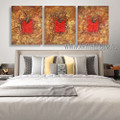 Dapple Speckles Abstract Modern Heavy Texture Artist Handmade 3 Piece Multi Panel Canvas Painting Wall Art Set For Room Drape