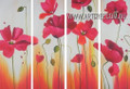 Amazing Flowers Floral Modern Heavy Texture Artist Handmade 4 Piece Split Panel Painting Wall Art Set